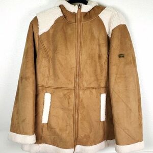 Koolaburra by Ugg faux suede Sherpa trim Brown and Cream Hooded Jacket